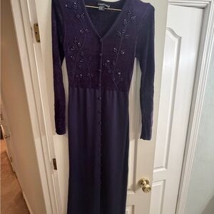 Carole Little Deep Purple Long Sleeve Dress
